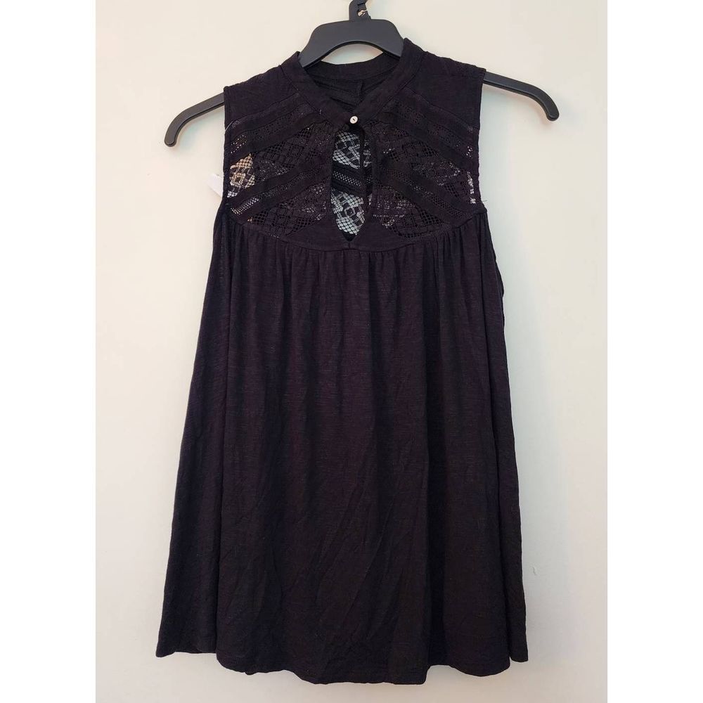 Black Sleeveless Cotton Spandex Top Blouse Size M